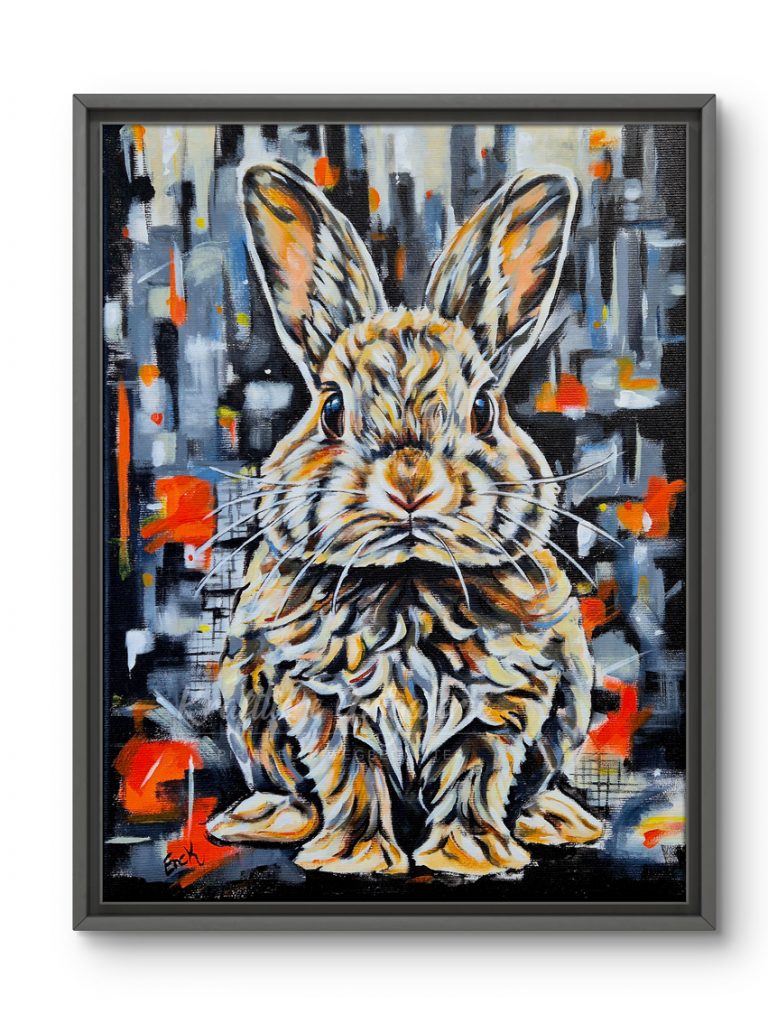 Hase in der City City-Hoppser_30x40cm
